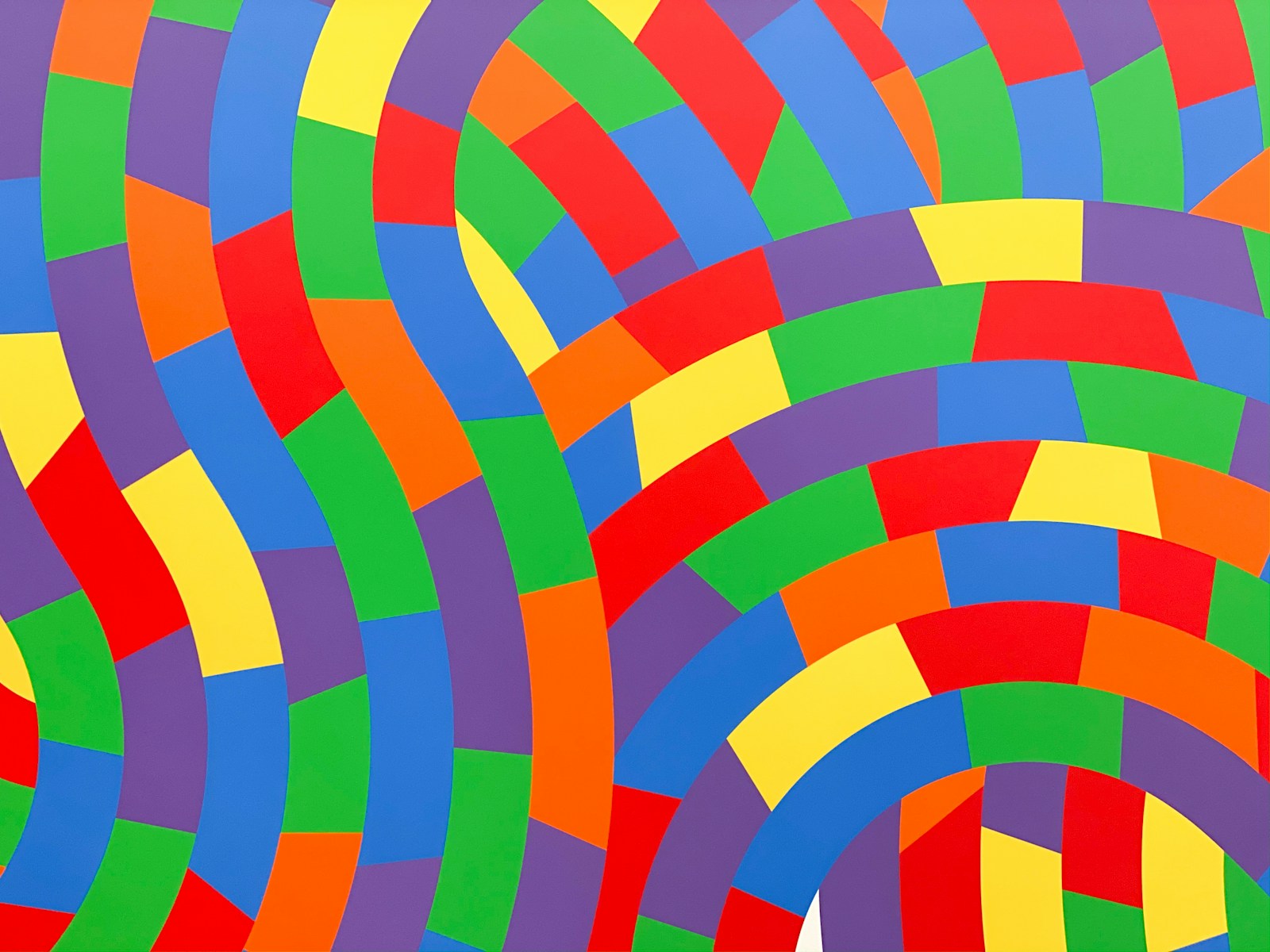 a painting of a multicolored pattern with a white background